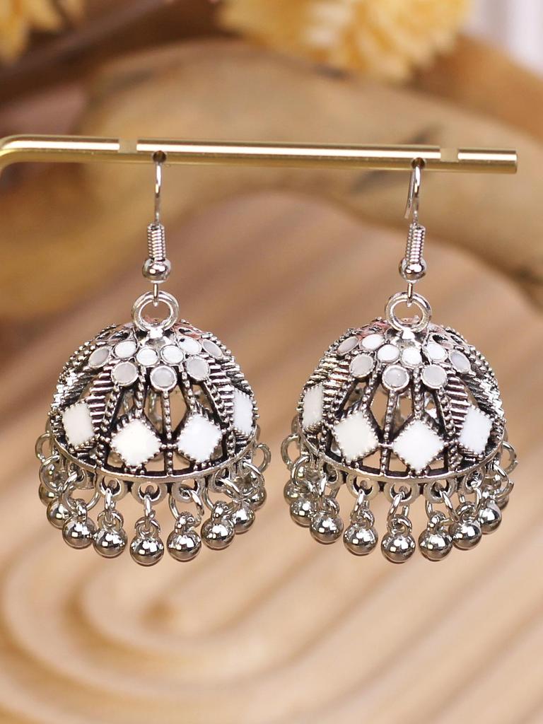 Retro Bohemian Tassel Bell Earrings with Hollow-Out Design