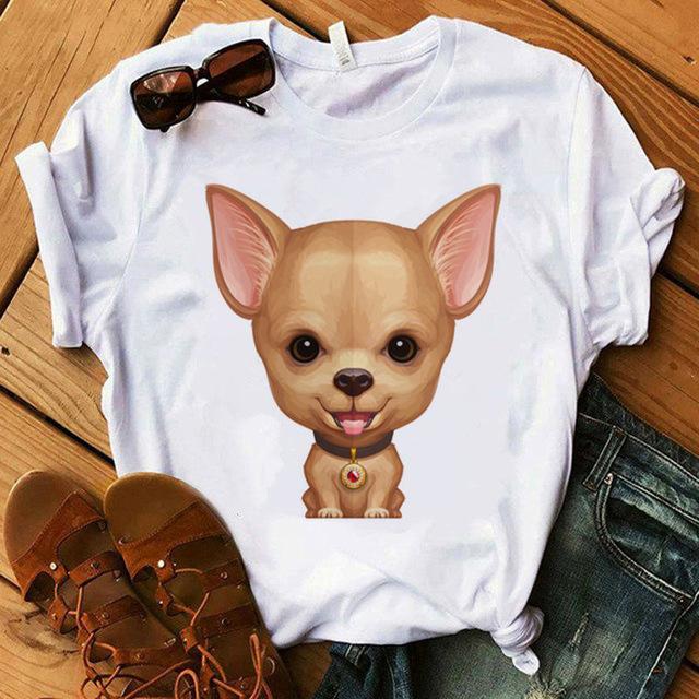 Stampa Mamma Chihuahua T-shirt da Donna Estate Nuova Moda T-shirt Divertente Design Cane Bella Ragazza T-shirt Tee Shirt Femme