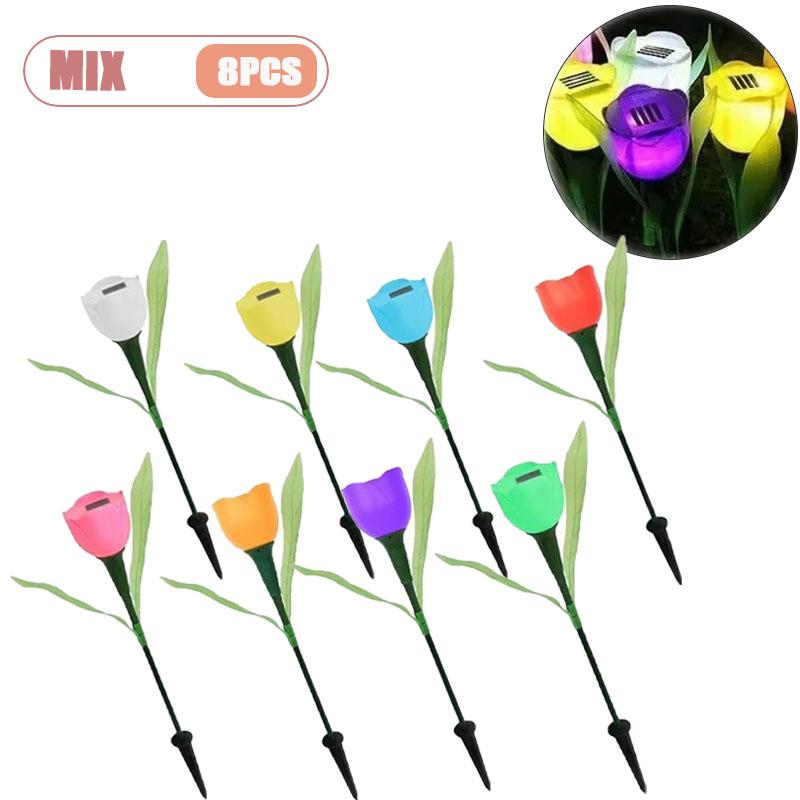 1-10PCS Solar Tulip Light Auto on At Dusk Waterproof Outdoor Garden Patio Decorative Night Lamp for Landscape Pathway Lawn