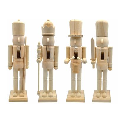 38cm Christmas Nutcrackers Soldier Wood Unfinished Nutcrackers Figurine Painting Craft Unpainted Puppet Ornament Decors