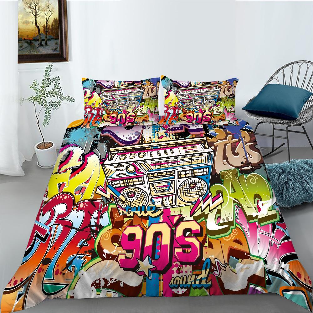 Quilt Cover Pillowcase Two or Three-piece Set Hip-hop Series 3D Digital Printing Polyester