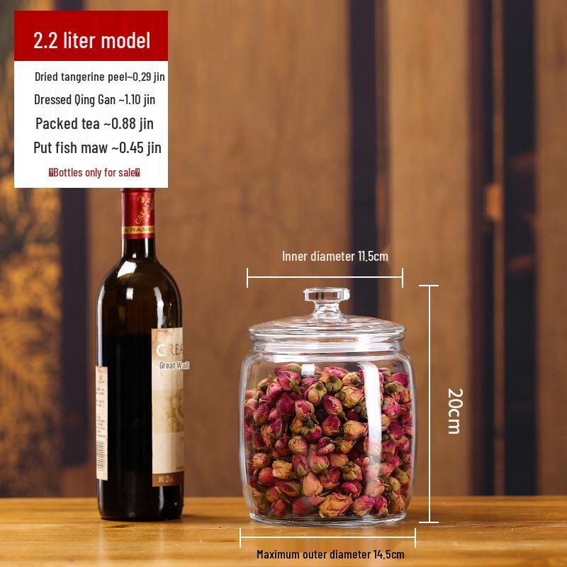 Large Glass Food-Grade Storage Jar for Dried Tangerine Peel and Tea Sealed for Freshness