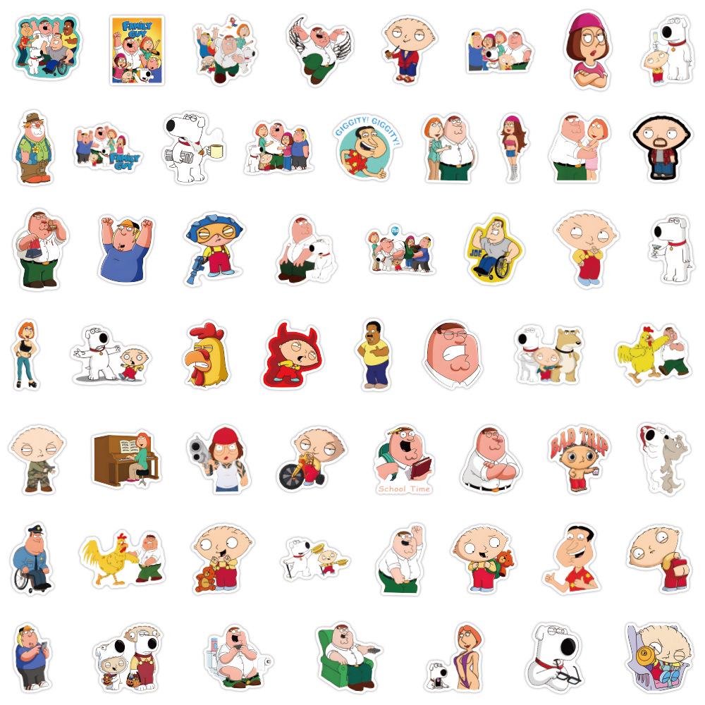 56 Family Guy Parody Graffiti Stickers for Home, Scooter, Computer, Guitar, and Diary Decoration