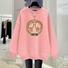 Off-white Sweater Women's Loose and Thin Spring, Autumn and Winter New Cute Cartoon Foreign Style Velvet Medium and Long Top