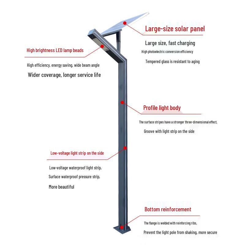 Jundingying 3M Galvanized Steel Solar LED Garden Light