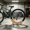 Indoor Wooden Bicycle Rack: Mountain & Road Bike Kickstand Support for Storage & Repair.