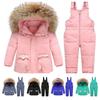 Set Giacca Invernale Imbottita per Bambini Piccoli Maschi e Femmine, 90% Piumino d'Anatra Bianca, Caldo Antivento Tuta da Neve con Cappuccio e Pantaloni, 1–6 Anni
