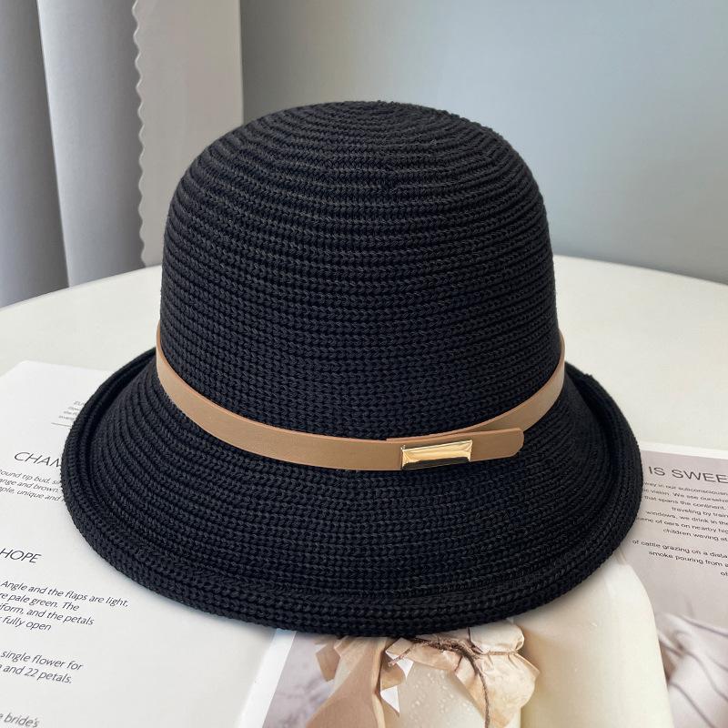 Summer New Bucket Hat Women's Face Small Sunscreen Sunshade Top Hat Straw Woven Versatile Breathable Basin Hat