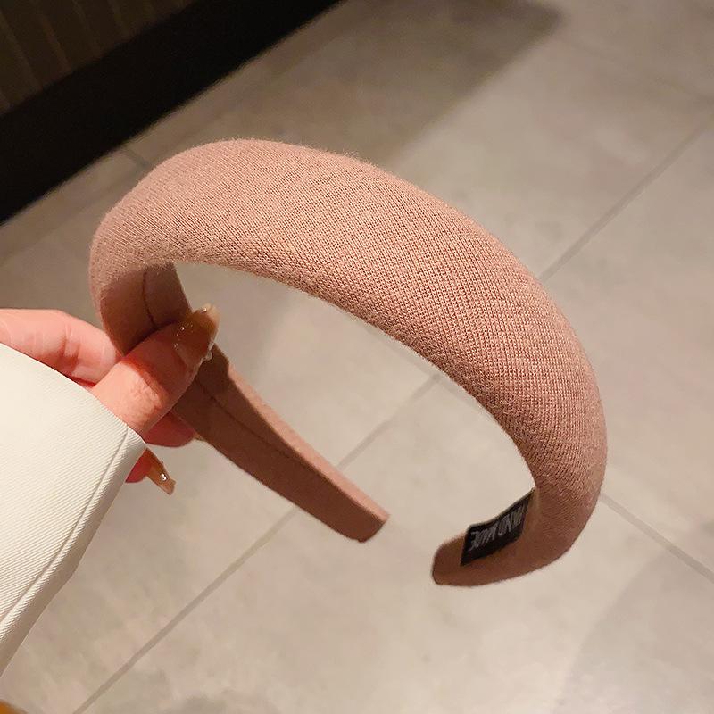 

Французская ретро-широкополая повязка на голову: Стиль знаменитостей из Интернета, сплошной цвет, корейский дизайн света кофе