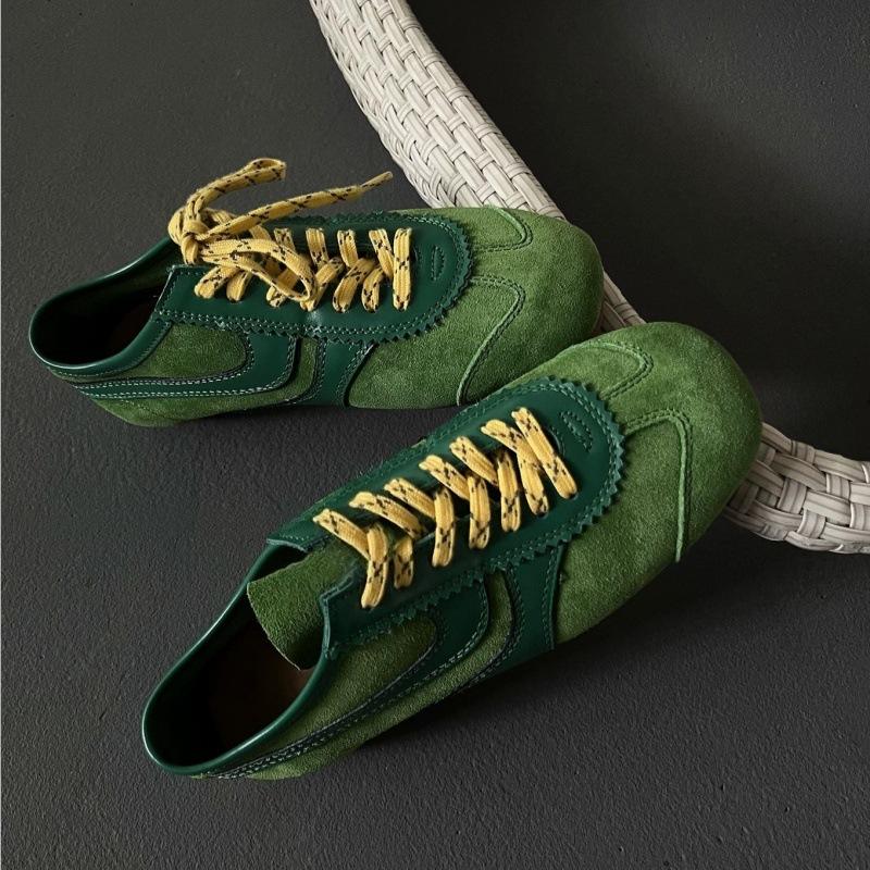 Sheepskin new autumn and winter ballet style silver inner height increase moral training shoes women's casual sports shoes lace-up flat baseplate shoe