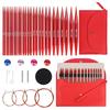 A84E-Aluminum Alloy Interchangeable Circular Knitting Needles Set- Diameter Range 3.0Mm To 10.0Mm Includes Storage Case For Craf