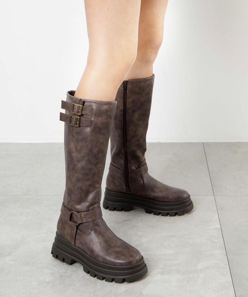 WEGO Platform Long Platform Plus Korean Style Type D Brown Women's Boots, Boots, Shoes, Sizes, Girly, Style, Leg-Lengthening, Enhancer, Gift, Spring,