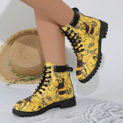 Scarpe da Donna alla Moda in Saldo 2024 Nuovi Stivaletti da Donna Stringati Autunno Punta Rotonda Colori Misti Gambale Corto Tacco Basso Taglia Grande Stivali Nudi
