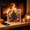 Herbst Heim Wanddekoration Halloween Kunst mit künstlichen Perlen DIY-Kit, Spooky Niedliches 3D Diamantmalerei-Kit Basteln, Hexe Schwarze Katze Kürbis Geist für Erwachsene,