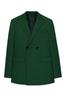 Basil Green Wool Rich Double-Breasted Blazer