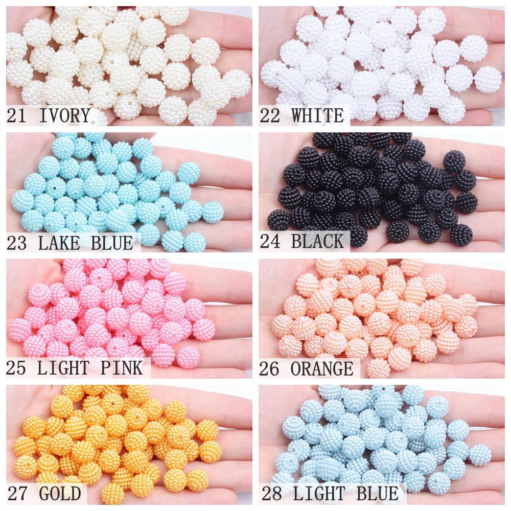 Hot Sale 200pcs 15mm Multicolor Bayberry Perforation Pearl Beads Hole Resin DIY Jewelry Decorations for Dress Making