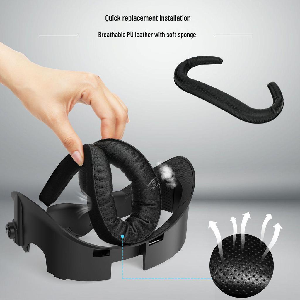 Retractable PU Leather Face Cover for MetaQuest3 - Comfortable Replacement VR Eye Mask