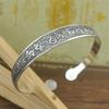 Ethnic Tibetan Miao Silver Vintage Carved Open Bangle Women's Jewelry