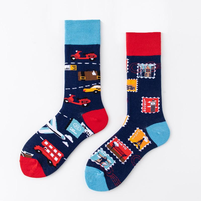 REMOULD Women Fashion Designer Mismatching AB Socks High Quality for Girls Art Crazy Socks With Print Pattern Fancy Cool