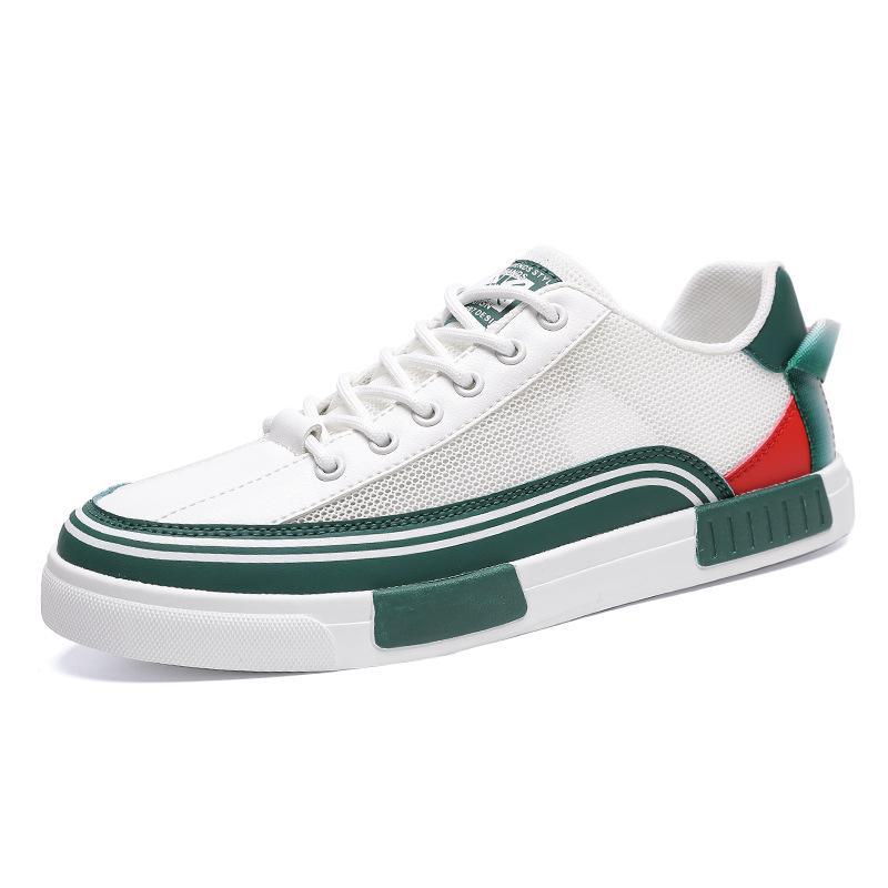 Men's Lace-Up Round Toe College Style Sneakers - Large Size, Breathable Mesh, Color-Matched, Casual for Spring & Autumn