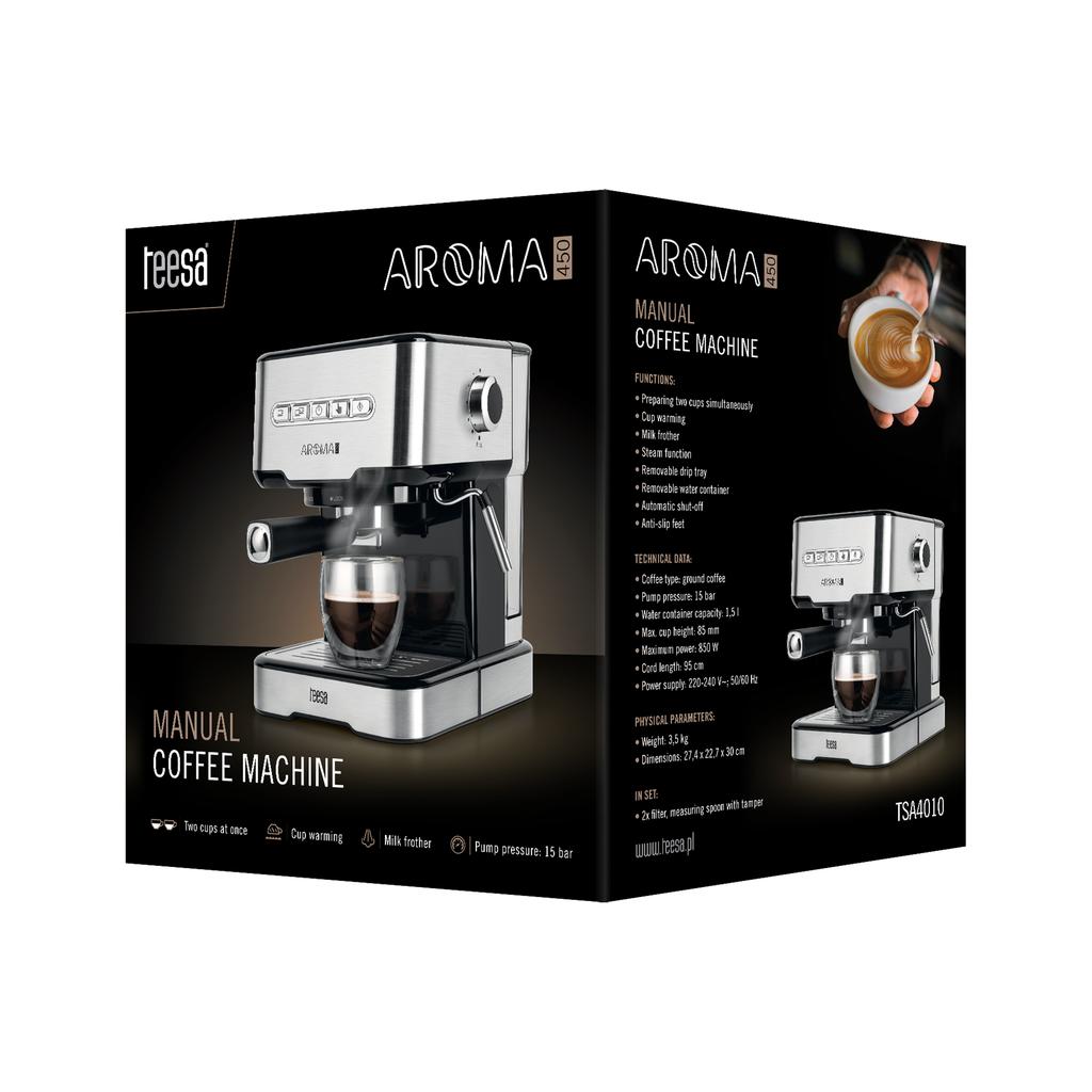 TEESA pressure coffee machine with a 15 bar frother