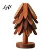 Christmas Tree Shaped Pot Mat Collapsible Wooden Trivets for Hot Dishes Table Wood Heat Holiday Tabletop Decor Dining Resistant Holder Set