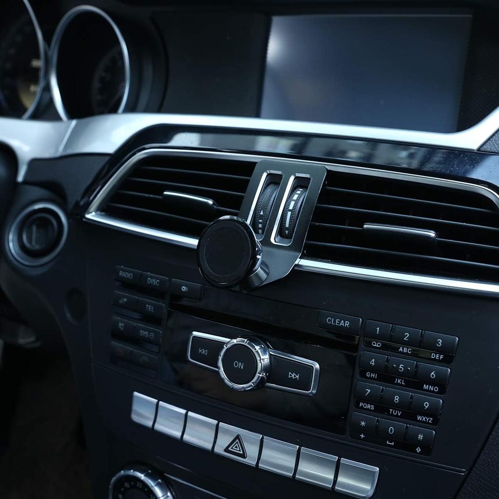 Black Aluminum Alloy Car Center Air Vent Mobile Phone Holder Accessories for Mercedes Benz C Class W204 C180 C200 2008-2013