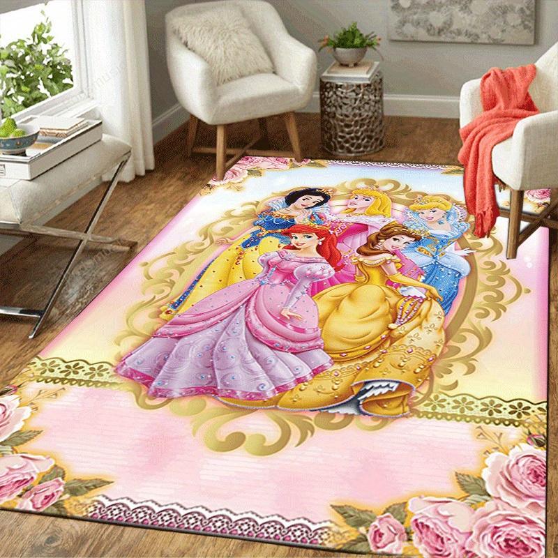 1pc Princess Pattern Area Rug Soft Flannel Floor Mat for Living Room,Office,Bedroom and Carpet