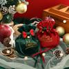 Christmas Gift Bag Velvet Drawstring Bags for Wedding Small Candy Jewelry Pouches with Bow & Bell Decor 4.7" X 5.9"