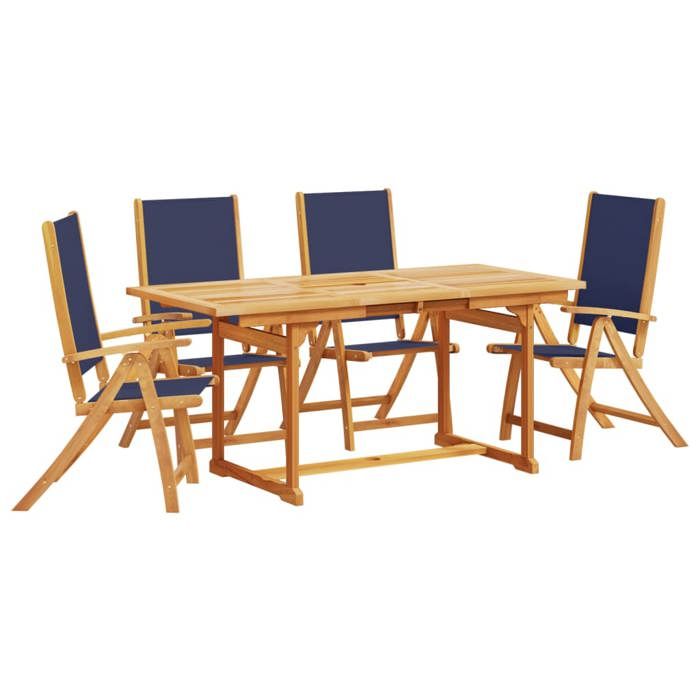 VidaXL Ensemble à manger de jardin 5pcs bois d'acacia solide textilène, ensemble à manger d'extérieur, meuble de salle à 3279310