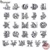 bamoer Funny 925 Silver DIY Letter Alphabet Metal Beads fit for Silver 925 Bracelet Heart Pattern Charms DIY