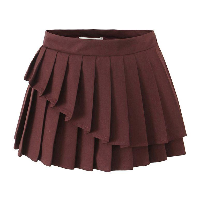 Earl Keli American Style Gyaru Design Sense Double-sided Irregular A Word Pleated Skirt Versatile Slimming Skirt Short dress