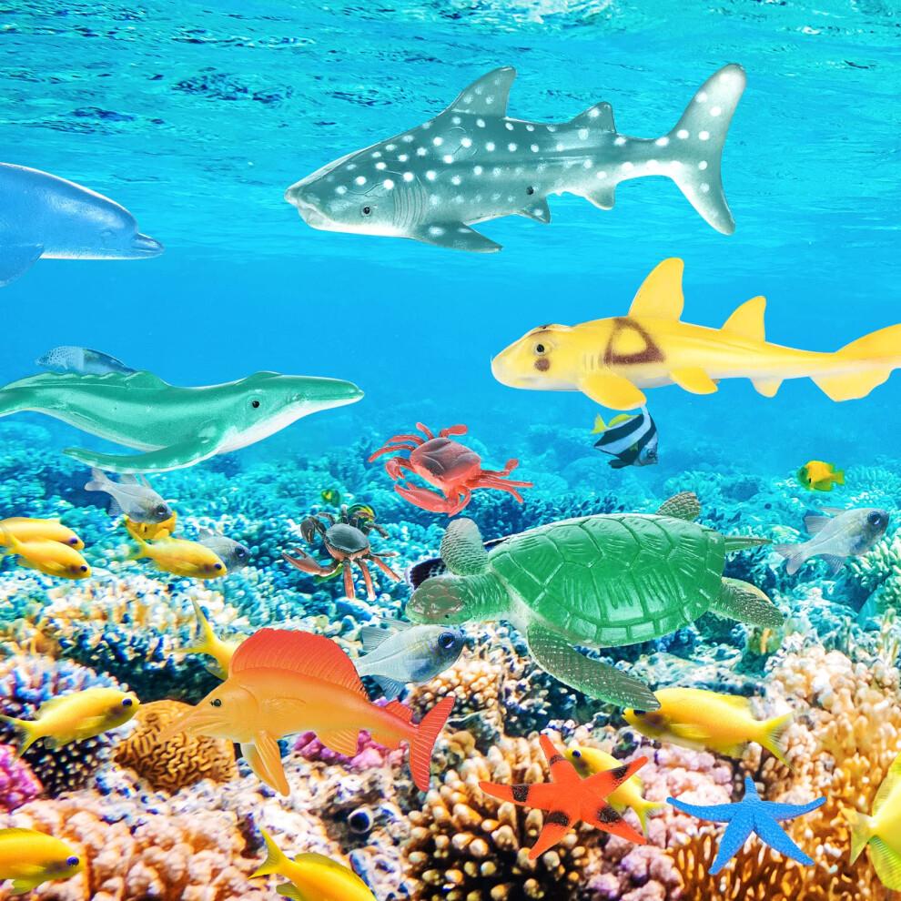 Nabance Mini Sea Animal Toys Set - 38PCS Realistic Animal Sea Life Figures - Educational & Bath Toys for Child