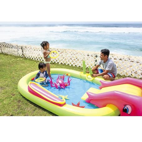 JILONG Sea Animal Pool, 298 x 165 x 55cm (inflated size), JL-688048, GR/YL/PK, Large