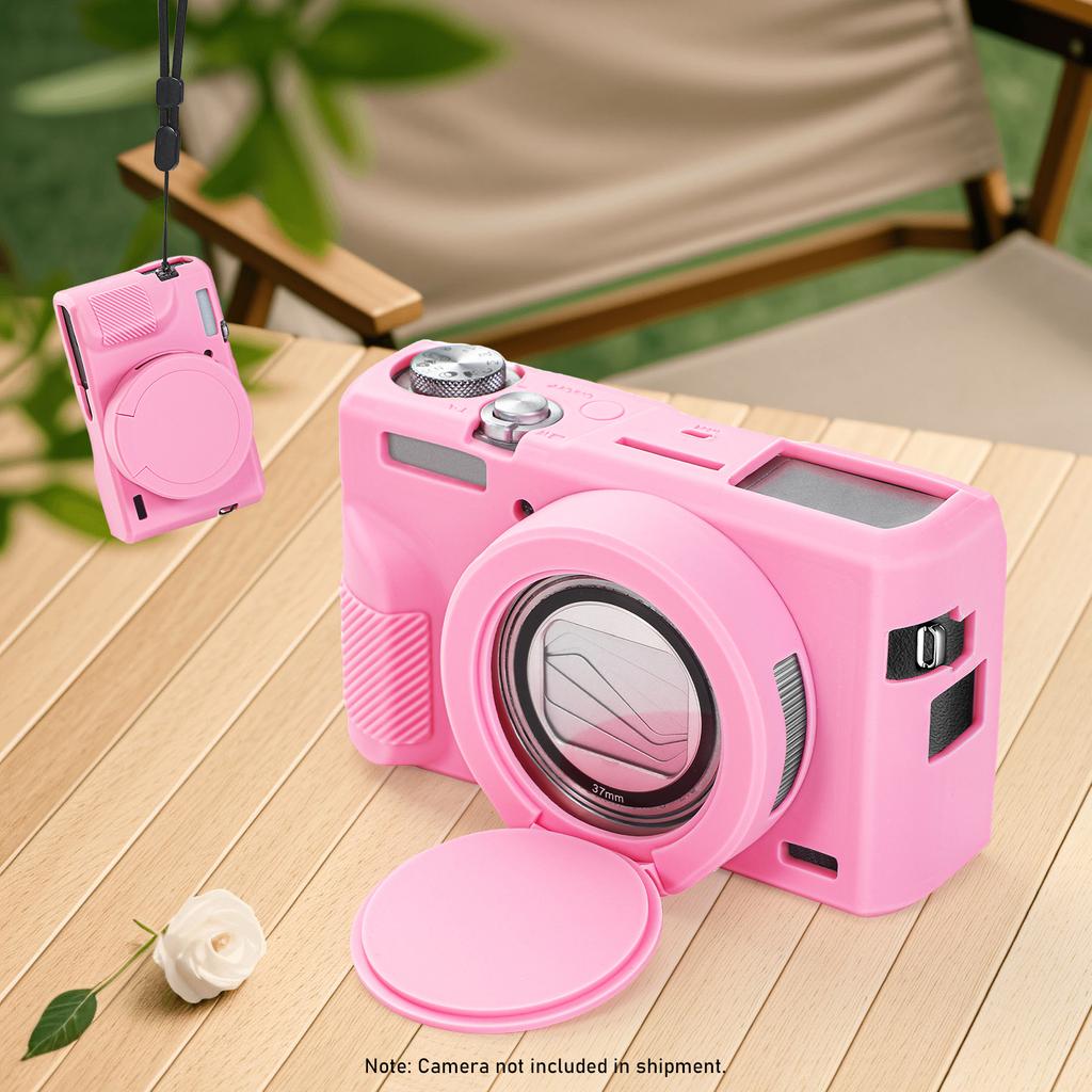 Silicone Protective Case with Detachable Lens Cover Soft Protective Silicone Sleeve Compatible for Canon Powershot G7 X Mark III