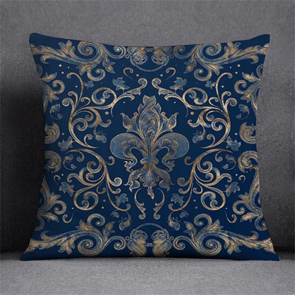 Home Decor Fleur-De-Lis Patterned Decorative Pillow Covers Pattern Cushion Cover Suitable For Sofa Bedroom Car Pillow Cover