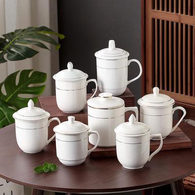 Jiangyi Pure White Glass Mug with Lid and Coaster