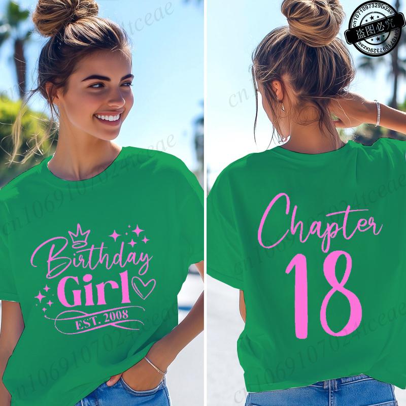 T-shirt da Donna Divertenti Ragazza del Compleanno Nata nel 2008 Regali per Ragazze Magliette Capitolo 18 Ragazza del 18° Compleanno Top Grafici Streetwear Retro