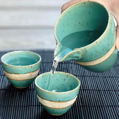 Elegante Sake Mino Leve para o Frio Nórdico para Conjunto de Sake Japonês, Peça, Azul, Azul, Cerâmica, Sake, Capacidade de 1,8 xícaras, Estilo,