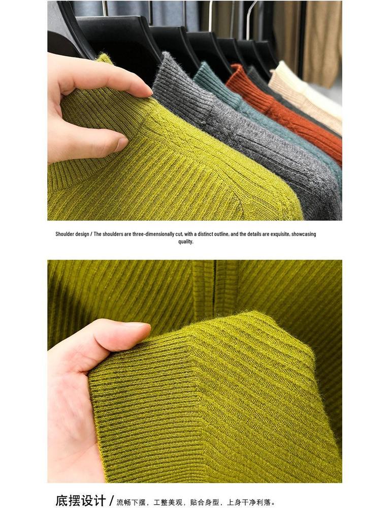 Men's Thickened Zipper Knit Sweater - Half-High Neck Warm Winter Knitwear