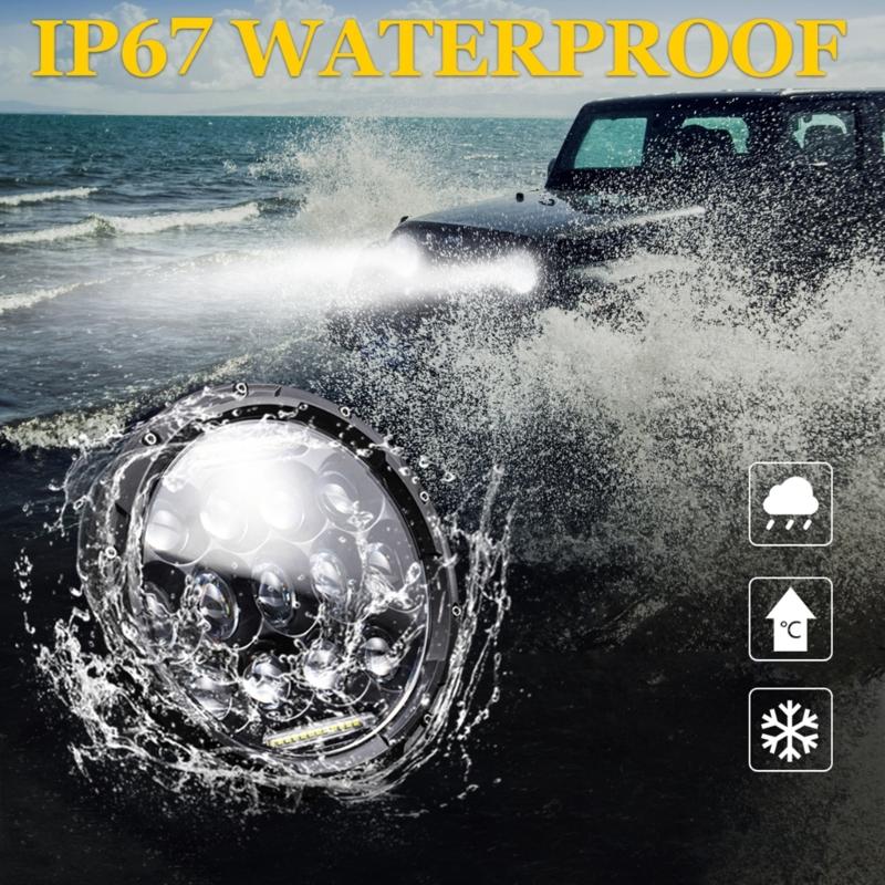 Universal 7'' Round LED Headlight for LJ 1997-2018 SUV Car Fog Light LED Headlights ith /Lo Beam DRL Eye