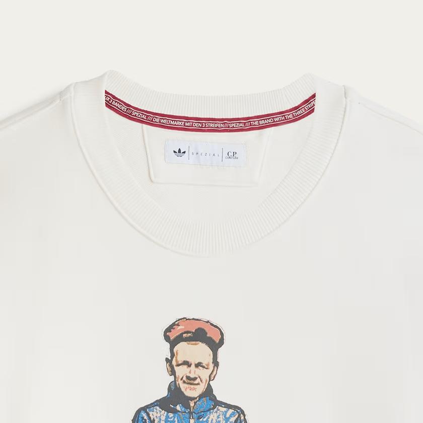 Adidas Originals X C.P. Company Collaboration FW24 Fashion Printed Long Sleeve Sweatshirt Unisex Sweatshirt White JH1463