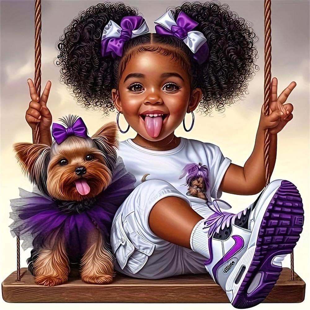 5d Diy Diamond Painting Girl Dog Portrait Diamond Embroidery Seaside Full Round Drill Cross Stitch Kits Gift