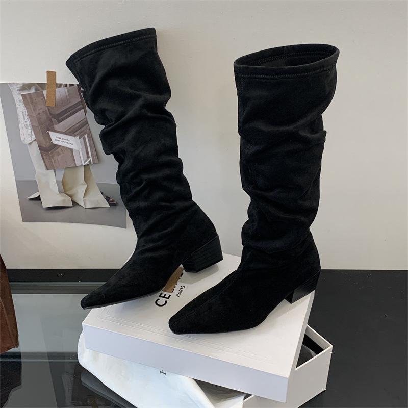 New fashion trend vintage western style women's pointed toe tall boots -Comfortable lightweight height increase not tired feet boots