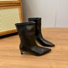 Fashion Autumn Winter Pointed Toe Women Slimming Modern Boots Female Elegant Thin Heel Mid Calf Booties Zapatos De Mujer