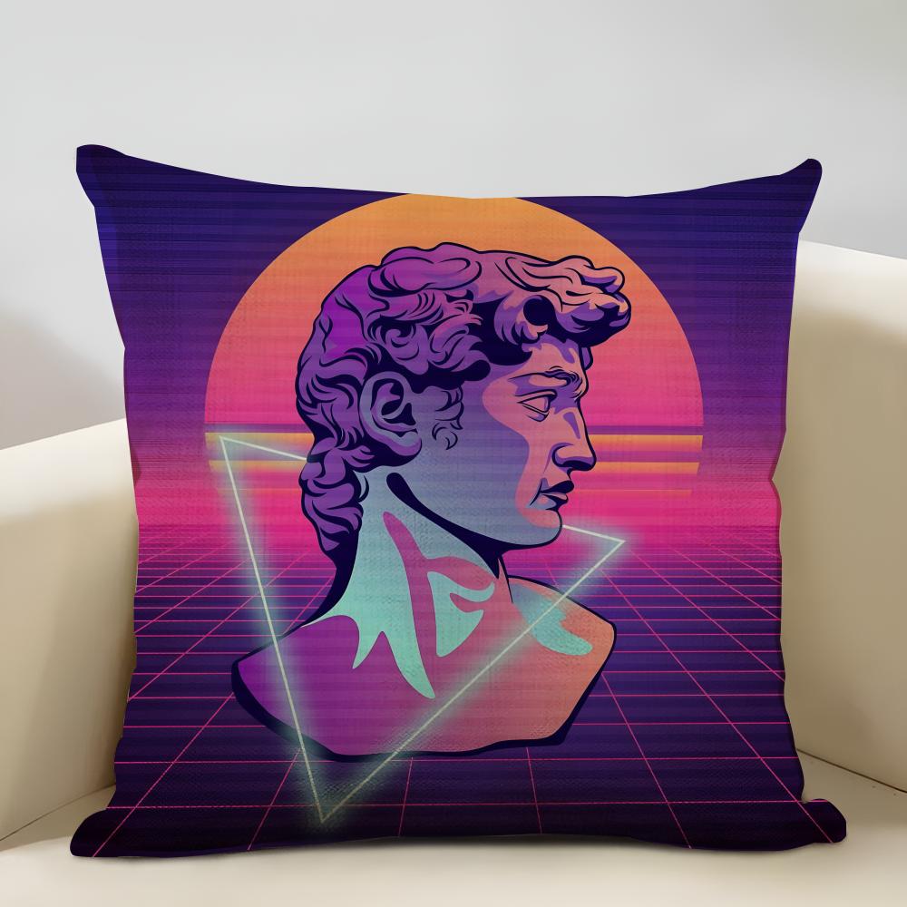 David Sculpture Cushion Cover Household Decoration Linen Sofa Cushion Cover: Skin-Friendly & Breathable With Invisible Zipper