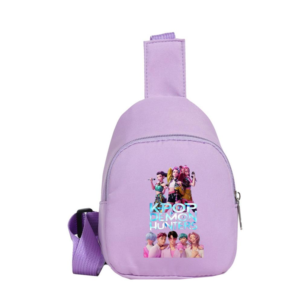 Anime Cartoon K-Pop Demon Hunters Printed Kawaii Chest Pack for Boy Girl Shoulder Bag Student Portable Crossbody Pouch Kid Gift