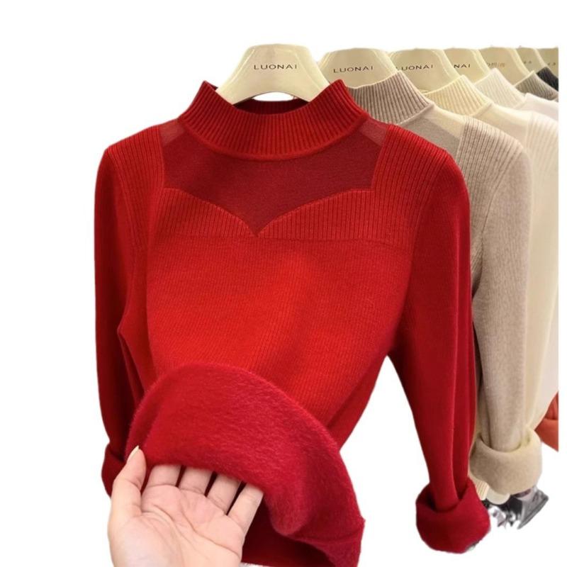 Autumn and winter new design knitted bottoming shirt women's fashion slim-fitting and thin semi-turtleneck inner sweater