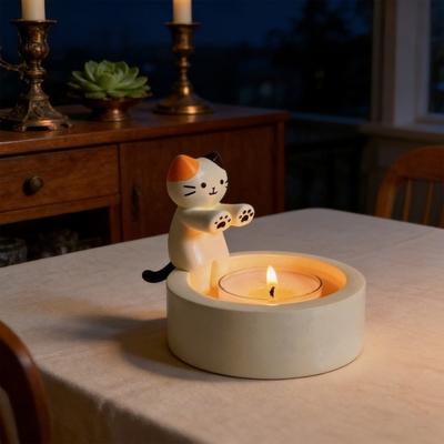 Cat Candle Holder Funny Cat Warming Paws Candle Holder Cute Resin Kitten Tealight Holder Tabletop