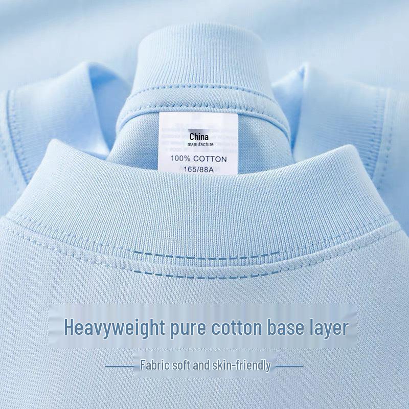 Unisex Heavyweight 300g Cotton Crew Neck Solid Color T-Shirt